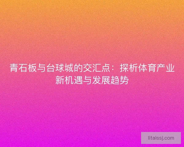 青石板与台球城的交汇点：探析体育产业新机遇与发展趋势